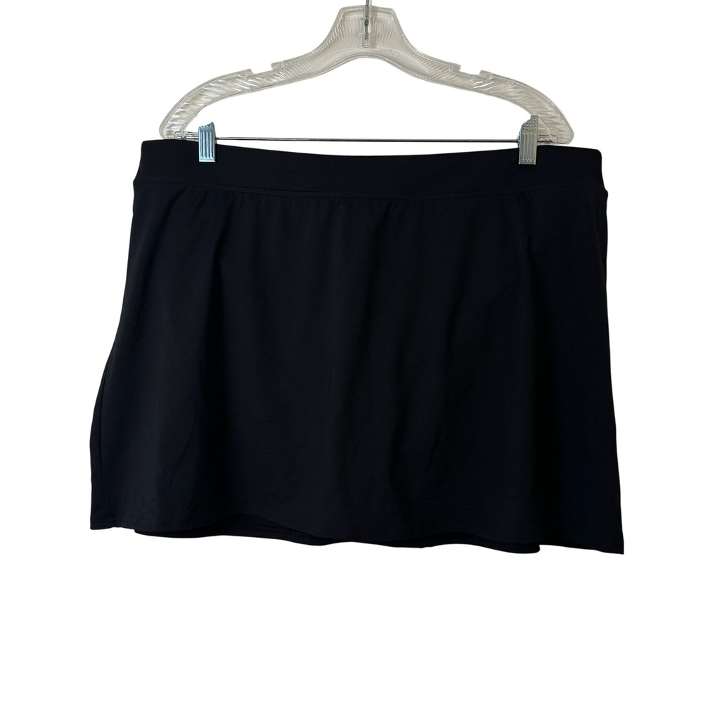Lands End Womens Plus Size 18 Black Swim Skirt Skort Bottom Built-in Brief‎